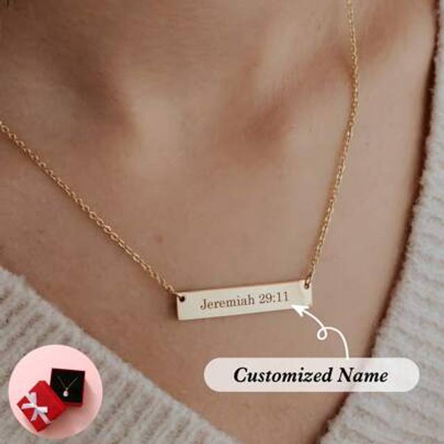 SHEIN Personalized Bar Necklace . Custom Engraved . Name Necklace . Date Necklace . Coordinates Necklace . Bridesmaids Gifts. Personalized Jewelry, Gold, St