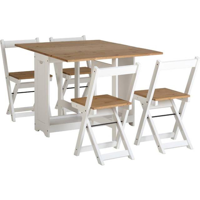 SANTOS BUTTERFLY DINING SET (X4 CHAIRS) - WHITE/DISTRESSED WAXED PINE - SECONIQUE | TJ Hughes White