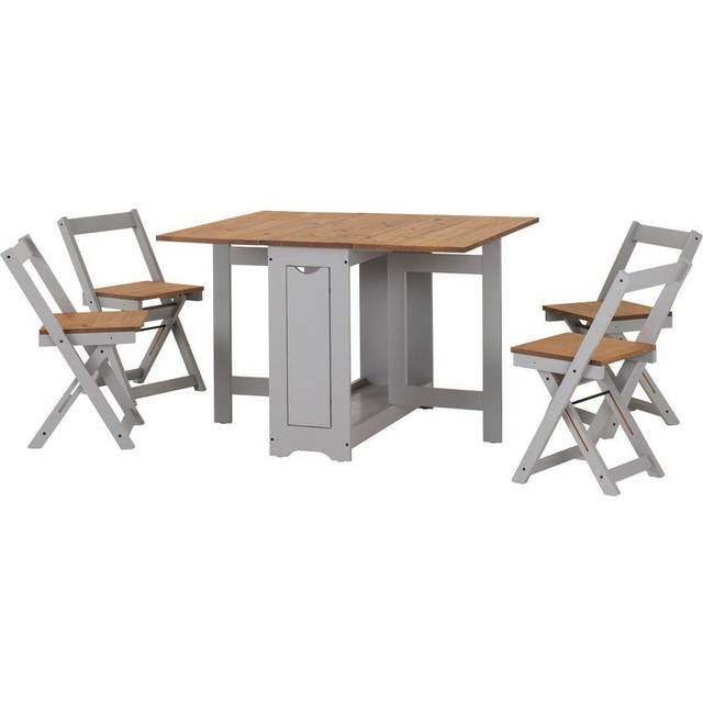 SANTOS BUTTERFLY DINING SET (X4 CHAIRS) - GREY SLATE/DISTRESSED WAXED PINE - SECONIQUE | TJ Hughes