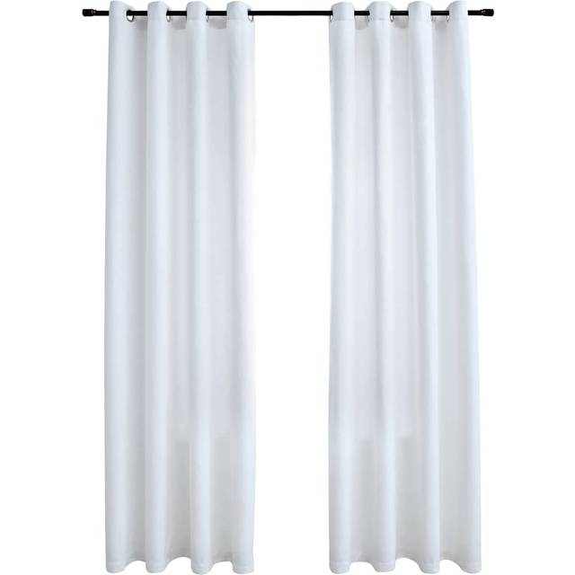 Blackout Curtains with Hooks 2 pcs Off White 140x225 cm Vidaxl