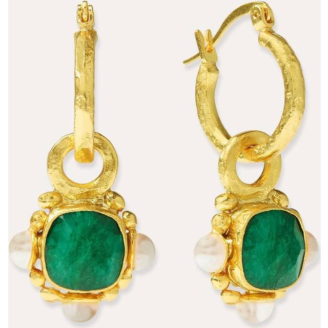 Ottoman Hands Esther Emerald Hoop Earrings, Gold