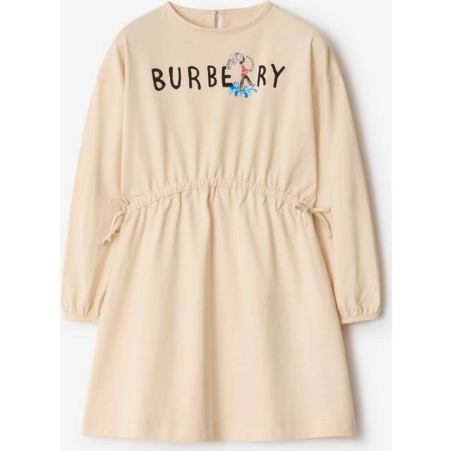 Burberry Childrens London Guard Logo Cotton Dress - Calico White - 12Y