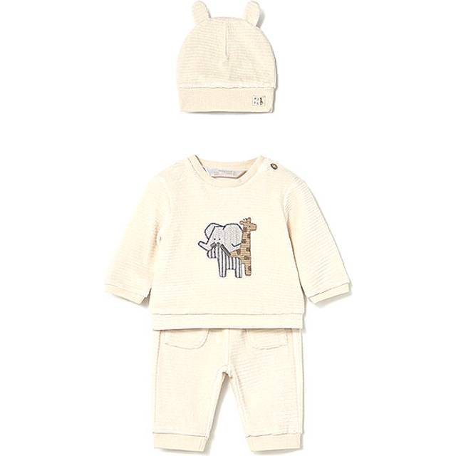 Mayoral Newborn Baby Boys Ivory Velour Safari Tracksuit Set - 4-6 month