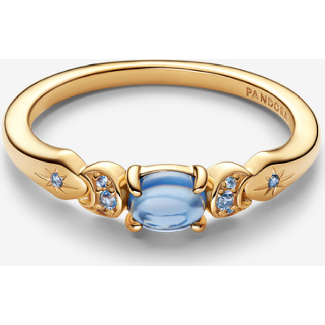 Pandora Disney Aladdin Princess Jasmine Ring - 14k gold plating / Man-made crystal / Blue - Sz. 56