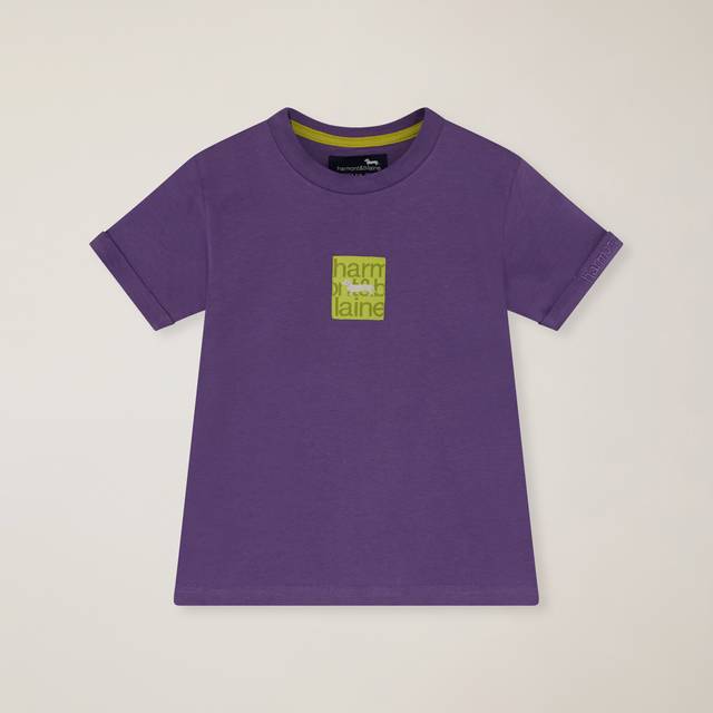 Harmont&Blaine - T-shirt with label at the center, Man, Dark Violet, Size: 8Y