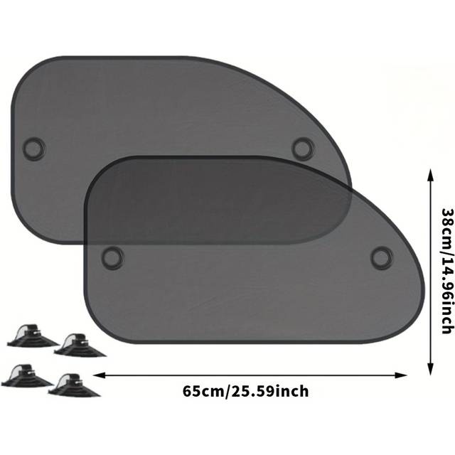 TEMU 2pcs Black Polyester Car Sunshade Set - Uv Protection, Heat Reflective, Durable Side And Front Window Visors For Privacy And Interior Protection