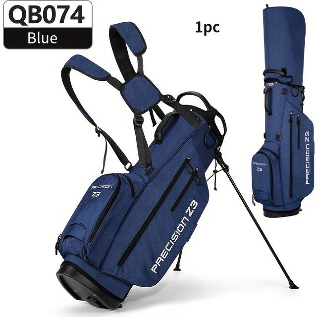 TEMU Pgm Precision Golf Bag - Lightweight, Portable Stand Bag With Full-size Club Storage, Nylon Material, In Black And Gray, Golf Accessories