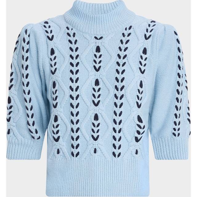Addy Laced Cable-Knit Mock Sweater - BLUE - X-Small