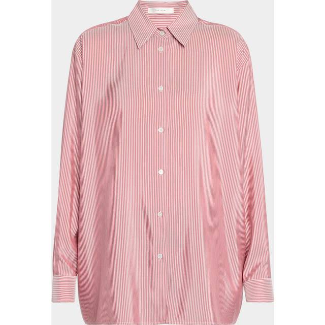 Tansy Striped Silk Button-Down Shirt - LIGHT RED WHITE - 8
