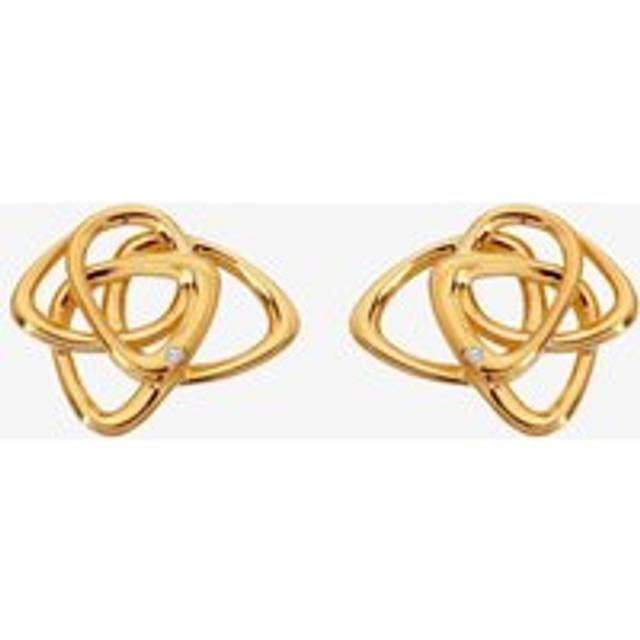 Hot Diamonds X Golden Edit Endless Gold Plated Diamond Interlocked Stud Earrings DE843