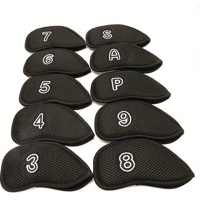 TEMU Golf Iron Club Head Covers, 10pcs Per Set, Made Of Durable Mesh With A Plush Lining To Protect The Club Heads From Scratches. That Never Goes Style.