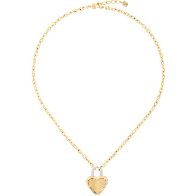 Givenchy Gold Heart Lock Necklace - 711-GOLDEN/SILVERY - UNI