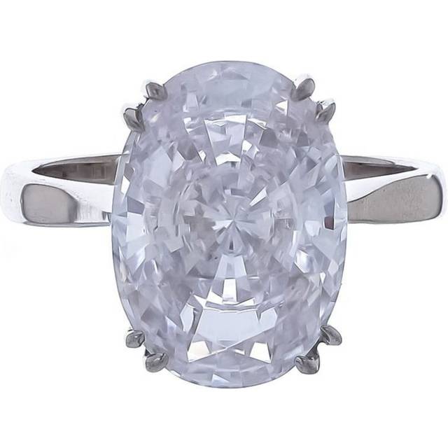 Fantasia by Deserio - 14kt gold vermeil oval solitaire ring - women - 14kt Gold Vermeil - 6 1/2 - White