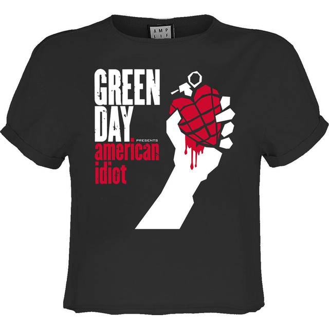 (M, Charcoal) Amplified Womens/Ladies American Idiot Green Day Crop T-Shirt