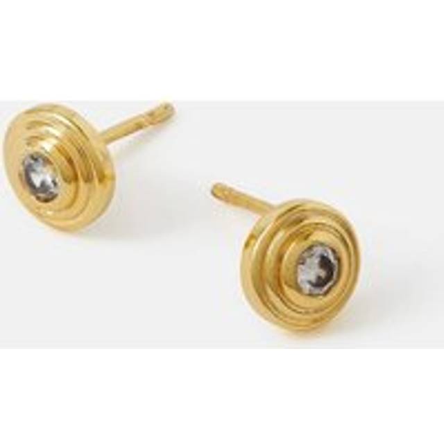 Accessorize 14Ct Gold-Plated Diamante Disc Stud Earrings - One Size
