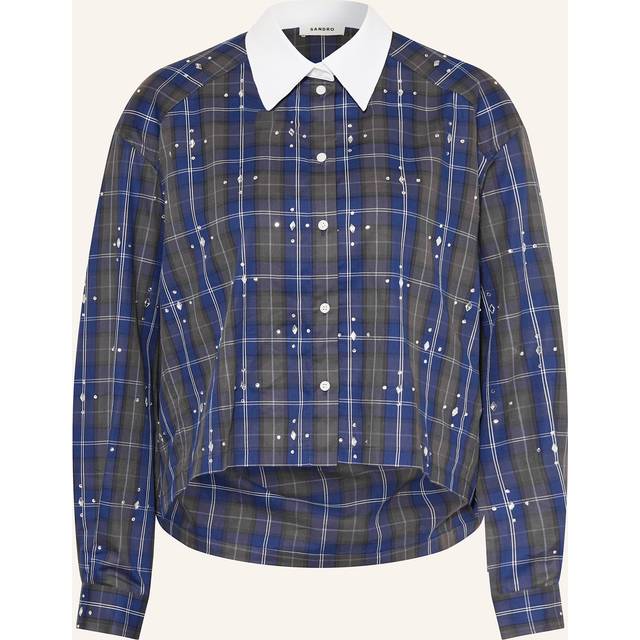 Chemise à carreaux strassée - Bleu - 3
