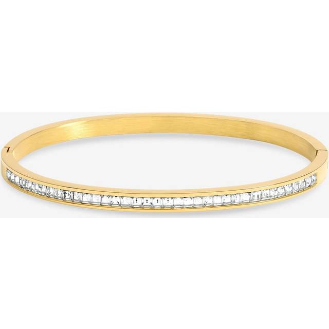 Jon Richard Waterproof Gold Plated Crystal Row Bangle, Gold, Women