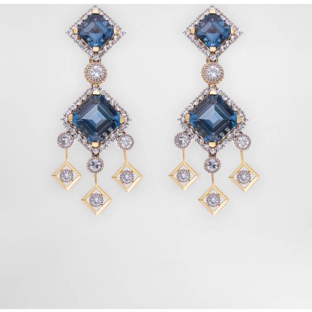 Dolce & Gabbana Eleganza Earrings 18-carat White And Yellow Gold, Topazes, And Sapphires - Woman Earrings Gold Onesize