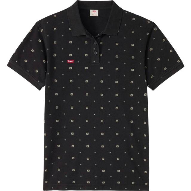 Levi's Housemark Logo Short Sleeve Patterned Polo Shirt - Navy , White, Size Xl, Men - XL