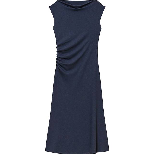 Draped Boat-Neck Midi Dress - NOCTURNE NAVY - 00