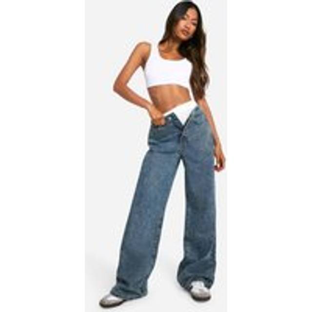 Boohoo Basics High Waisted Wide Leg Jeans In Vintage Wash - vintage wash - 8/32L