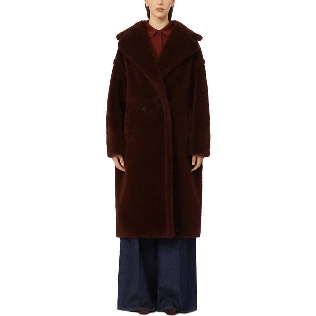 Max Mara, Kappor & Rockar , Dam, S, Körsbärsröd Ull Alpacka Kappa