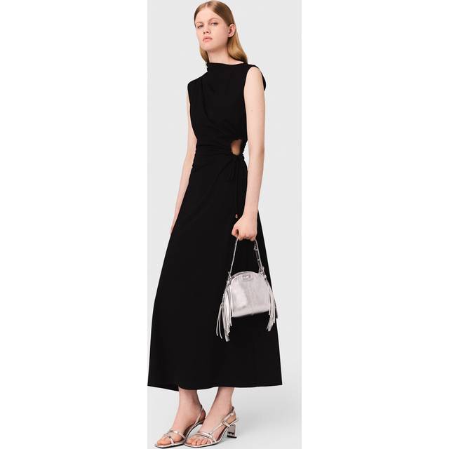 Womens Maje Cutout-Waist High-Neck Stretch-Woven Maxi Dress