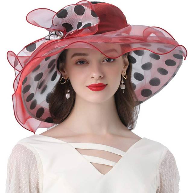 Go Mai Women's Church Derby Tea Party Wedding Hat Polka Dot Organza Ha