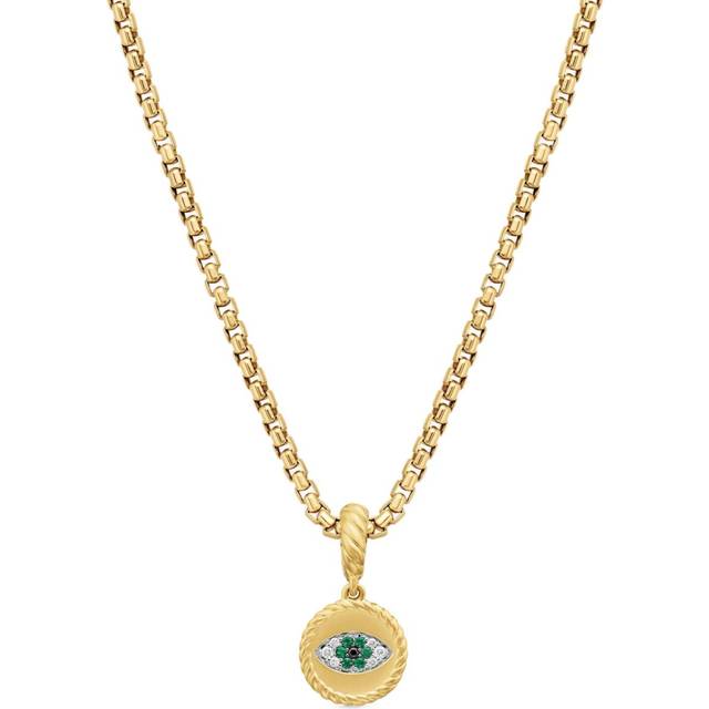 David Yurman - 18kt yellow gold Evil Eye emerald and diamond amulet pendant (18.8mm) - women - 18kt Gold/Emerald - One Size