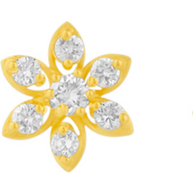 Fine 14k Solid Gold Diamond Star Single Earring