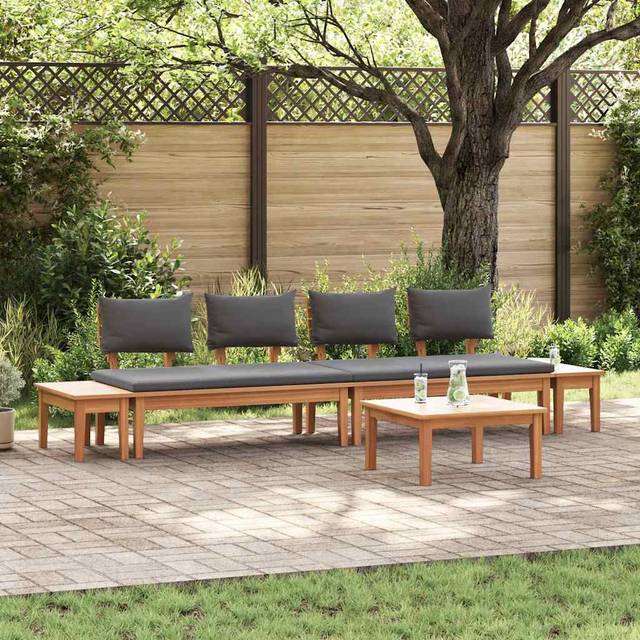 vidaXL Garden Bench Set with Cushion with Storage 5 pcs Brown, Grey