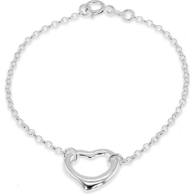 Sterling Heart-Charm Belcher Bracelet - Silver - One Size - Golden Moments