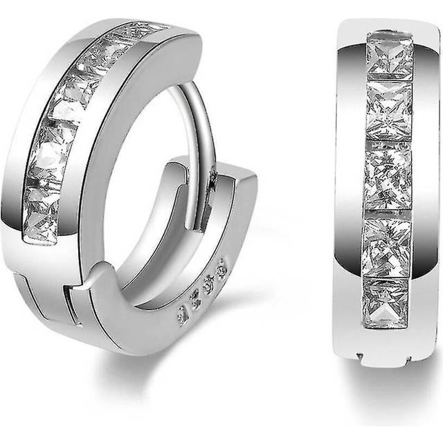 (As show, One size) Earrings Diamond Ear Clips Square Swiss Style Women Men Earrings For Daily Use