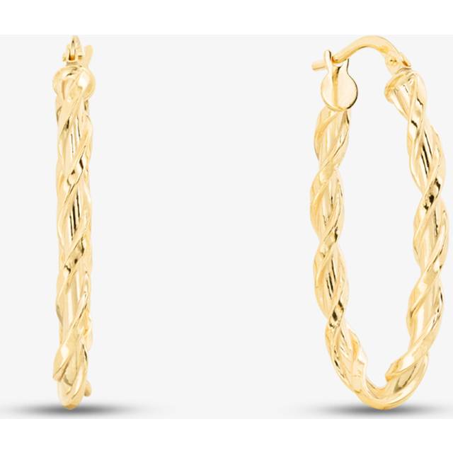 9ct Yellow Gold Oval Twisted Hoop Earrings AR050Y