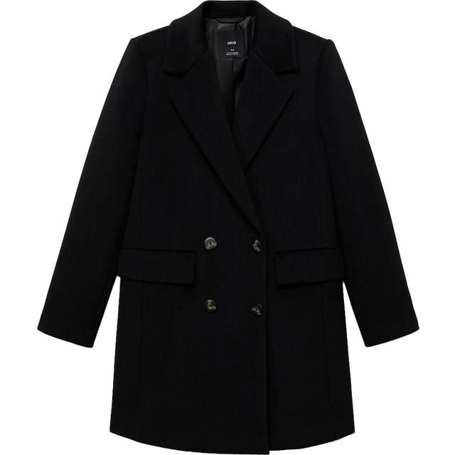 Double-breasted wool coat black - Woman - XS - MANGO - Black