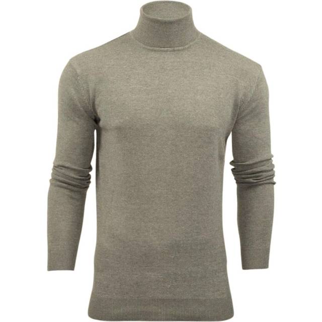 (Ecru, M (Chest Size 38 in - 40 in)) Mens Turtle Roll Neck Jumper Brave Soul Knitted Long Sleeve Pullover Sweater