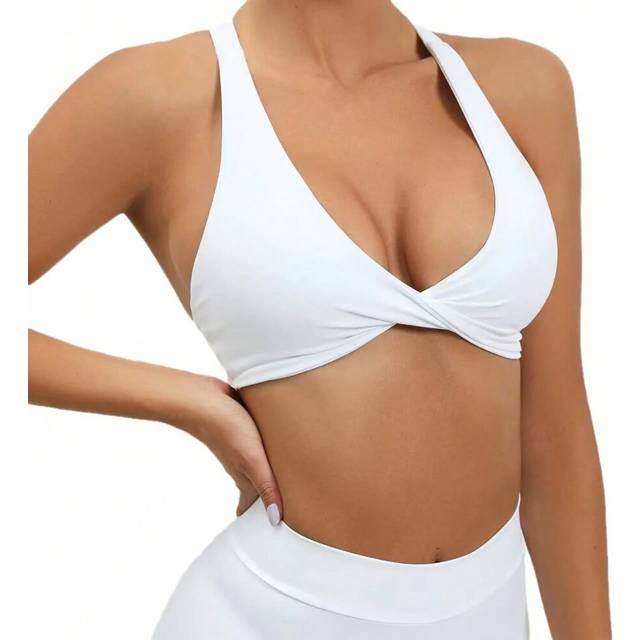 (Style B-6, M) Sexy Sports Bra Women Seamless Halter Neck Strap Bra Open Back Yoga Top Bra Medium Support Gym Crop Top Mujer Underwear Girl