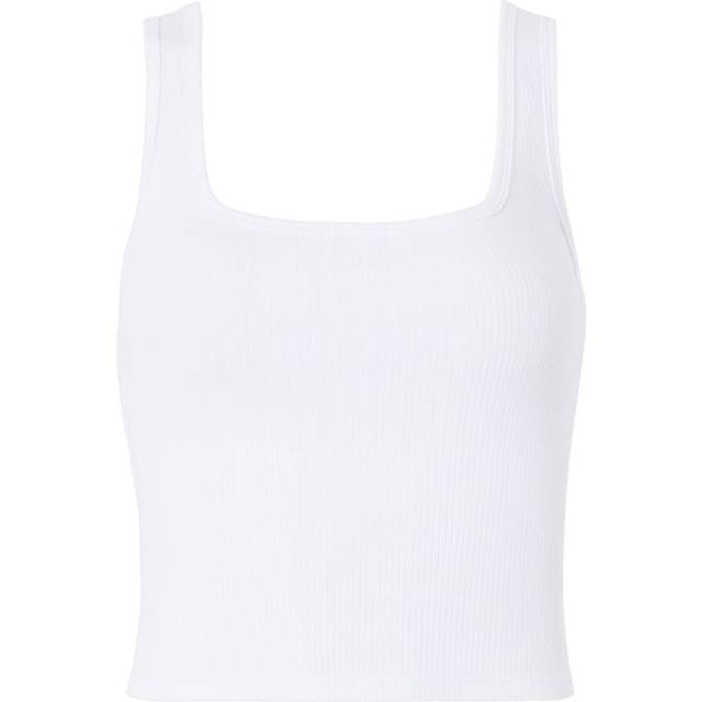 Daily Rib Cropped Square Neck Tank Womens white L Fabletics (L)