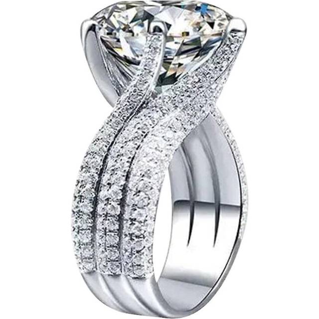 (9, One size) 925 Silver Moissanite Engagement Ring With 3ct Princess Cut Diamond - Jxlgv