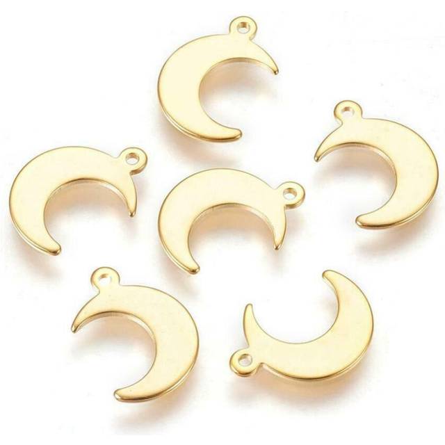 6 pcs 304 stainless steel moon golden, jewelry making findings 15.5 charm