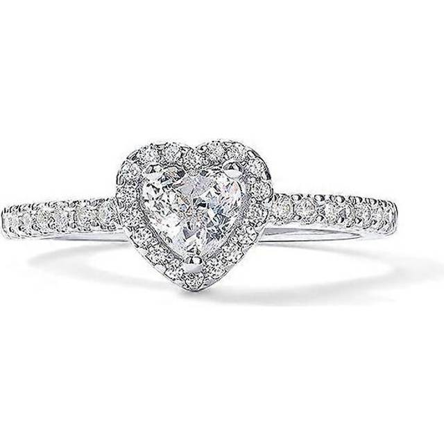 (As show, One size) 14K Gold Plated Halo Ring | Heart Ring for Women | Square Round Promise Rings for Her