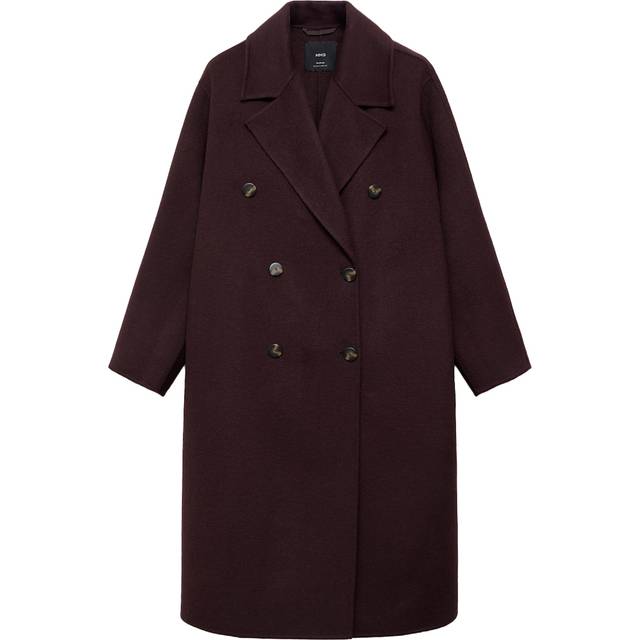 Handmade oversized wool coat wine - Woman - XS - MANGO - Wine