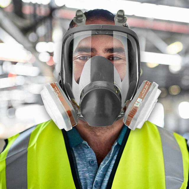 7 IN 1 6800 Full Face Gas Mask Chemical Vapor Paint Spray Respirator Wide View