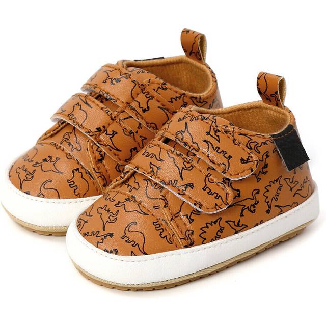 (Leopard Yellow, 0-6 Months) Newborn Baby Boy Pram Shoes Infant Toddler Rubber Sneaker PreWalker Trainer 0-18