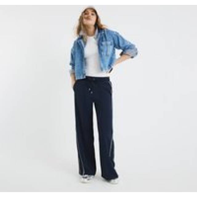 River Island Womens Navy Wide Leg Side Stripe Joggers - 6L