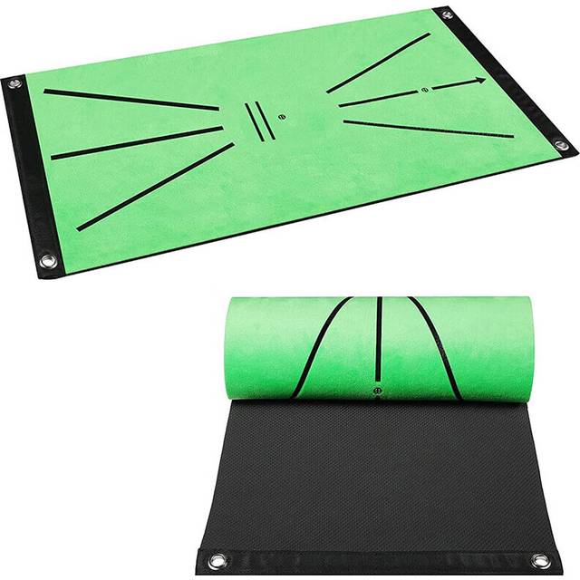Golf Training Mat Mini Practice Hitting Aid Fixed Ground Rug for Swing Detection Batting Portable Gift Indoor Outdoor with Bag