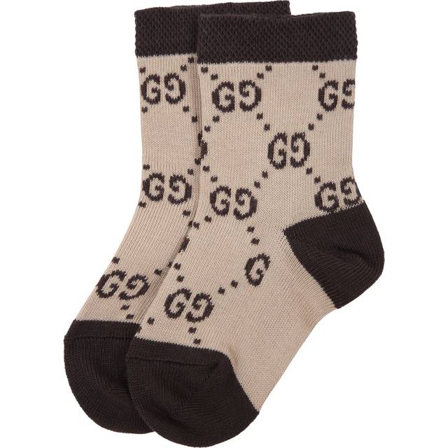 Gucci Beige & Brown Cotton Gg Socks - Beige/Brown - 17-18