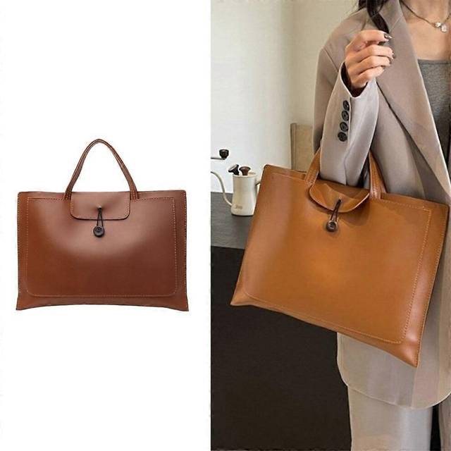 (Beige Small, One size) Practical PU Computer Bag Laptop Bag Large Capacity Tote Bag PC Carrying Case