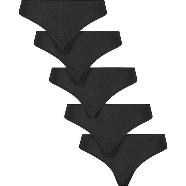 UC Ladies UC Basic Cotton Tanga 5-Pack Black x5 / S Underkläder