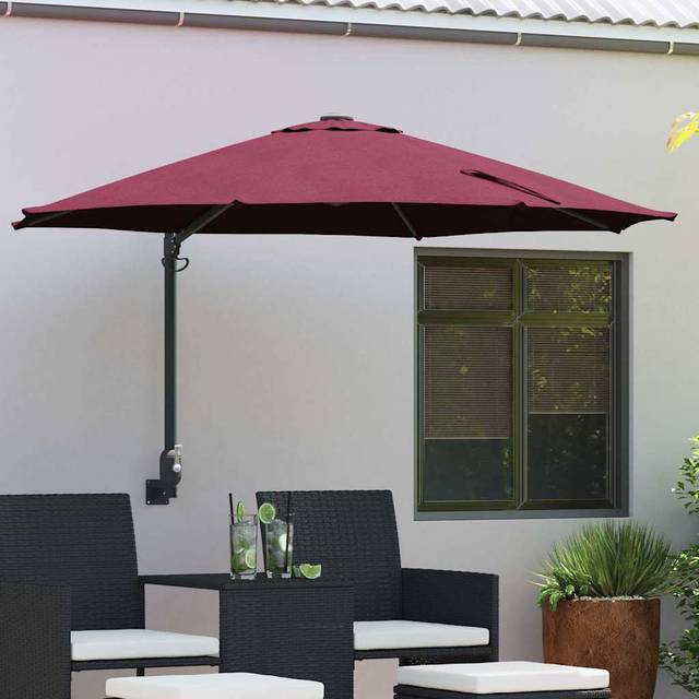 Vidaxl - Garden Parasol Red, Black 248 x 248 x 148 cm Polyester, Steel
